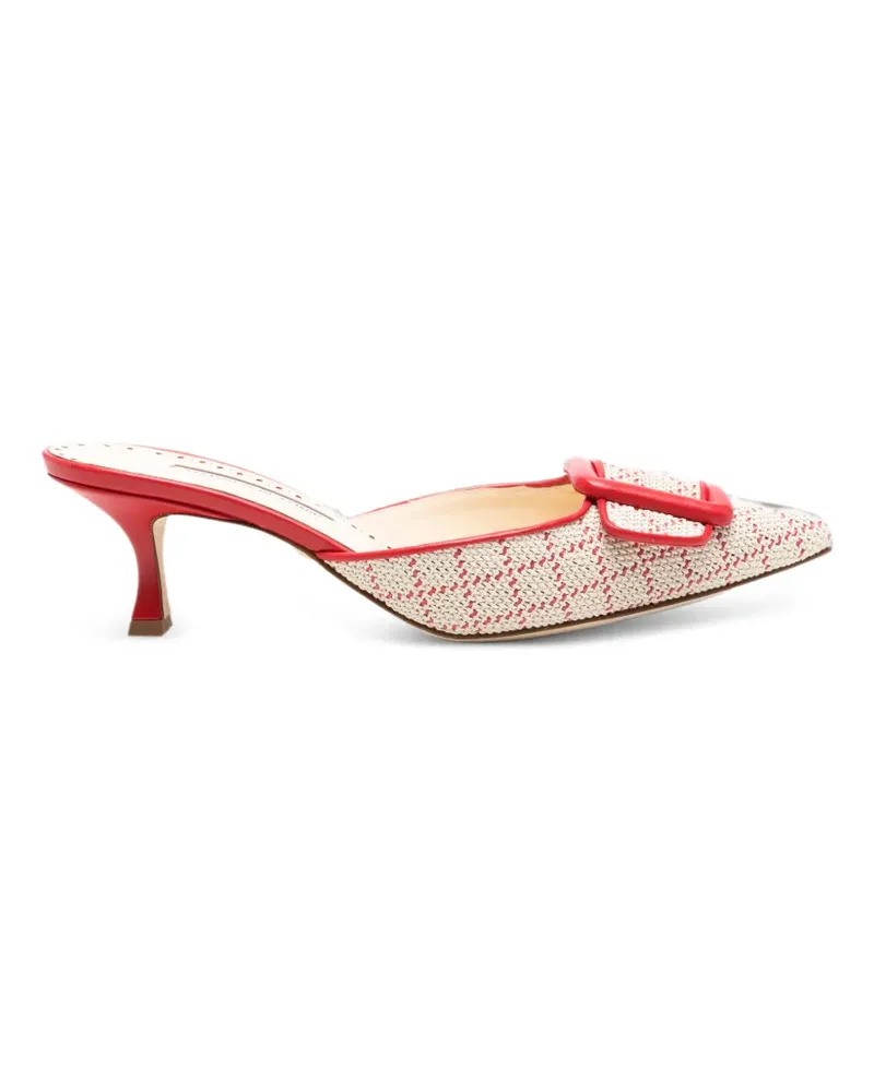 Manolo Blahnik Maysalebi buckle-embellishment mules - Nude Nude