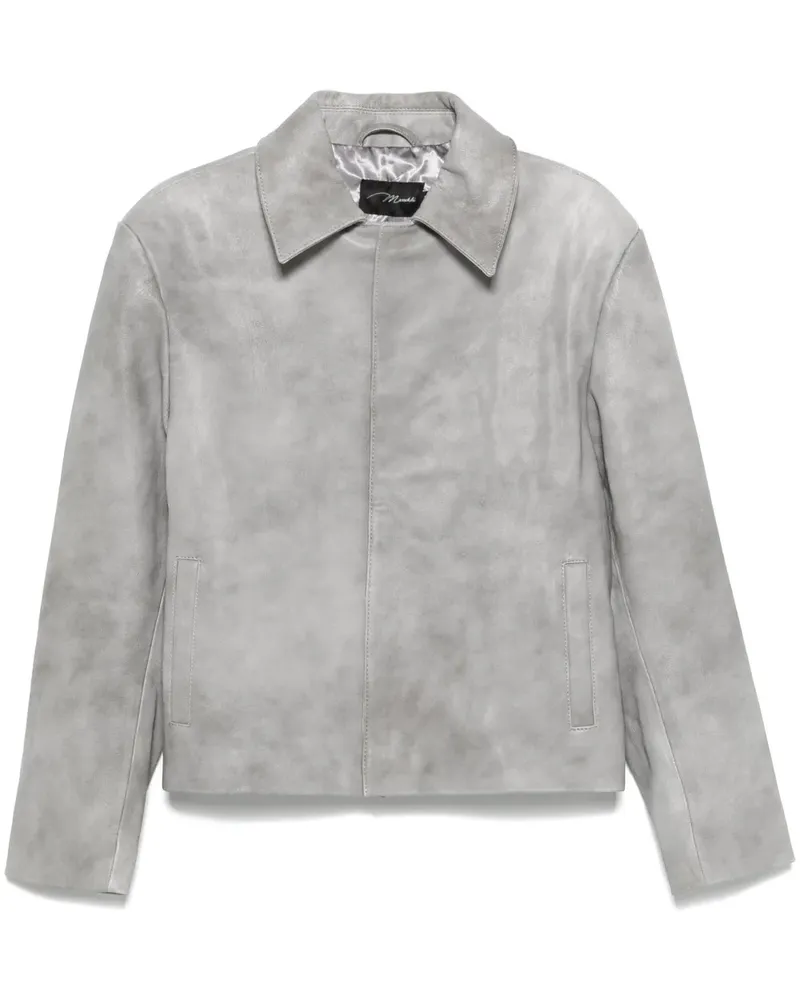 Manokhi Klassische Lederjacke - Grau Grau