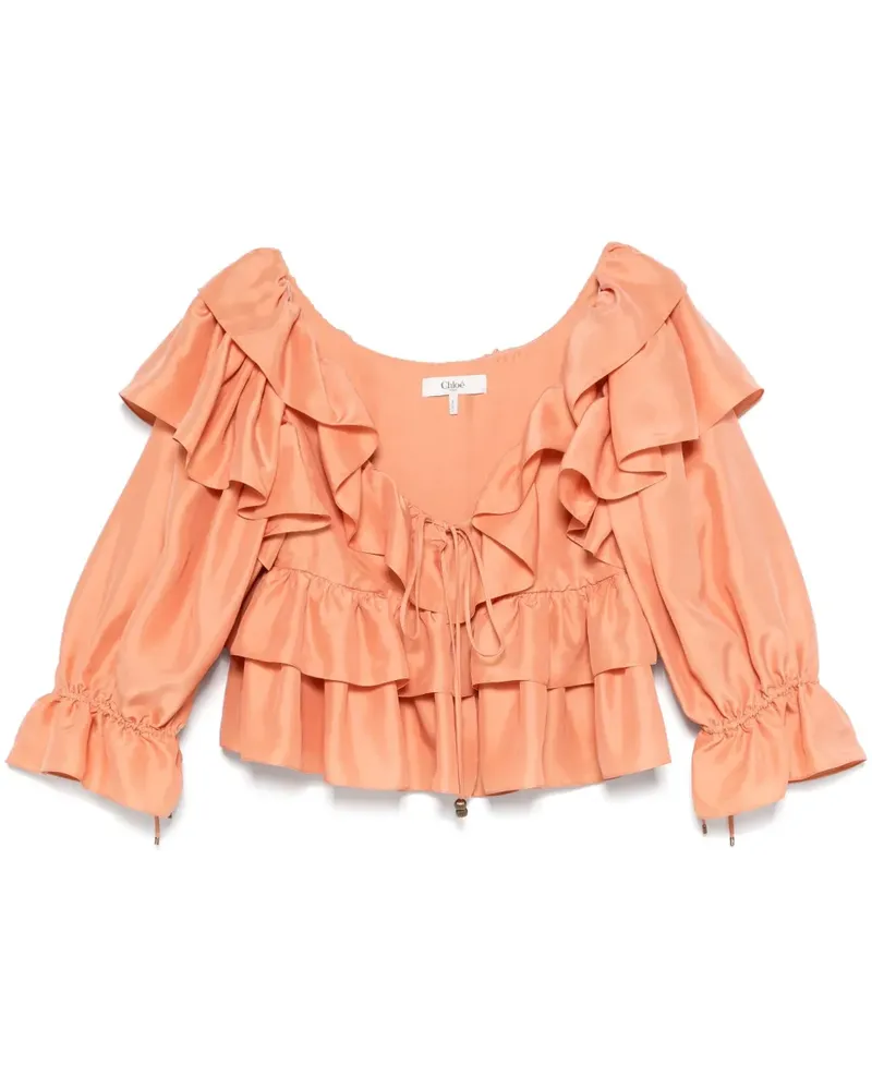 Chloé Cropped-Oberteil mit Rüschen - Orange Orange