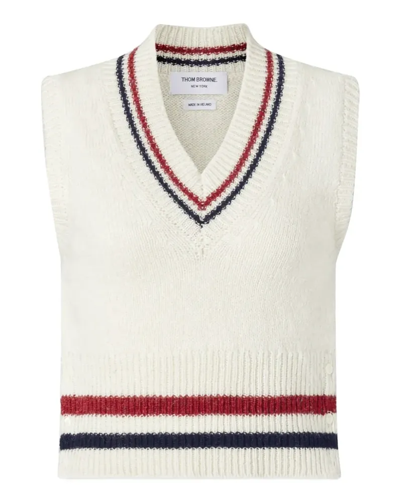 Thom Browne Pullunder mit V-Ausschnitt - Weiß Weiß