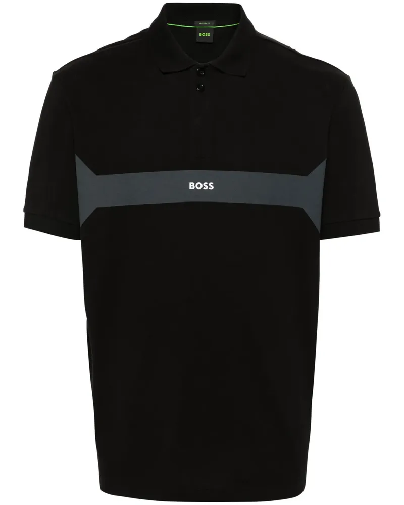 HUGO BOSS Poloshirt mit Logo-Print - Schwarz Schwarz