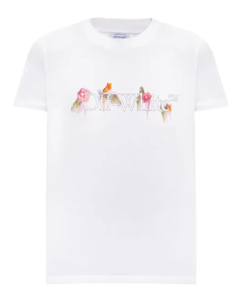 OFF-WHITE T-Shirt mit Blumen-Logo - Weiß Weiß