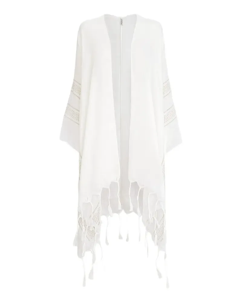Brunello Cucinelli Leinenponcho mit Lochstickerei - Weiß Weiß