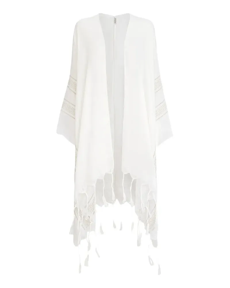 Brunello Cucinelli Leinenponcho mit Lochstickerei - Weiß Weiß