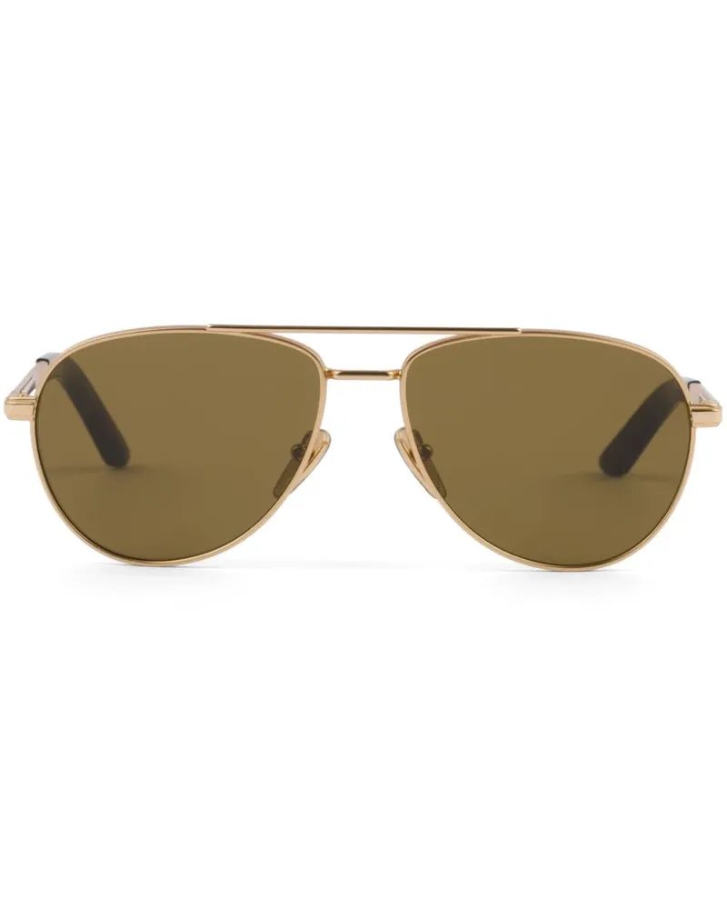 Prada Pilotenbrille mit Logo-Schild - Gold Gold