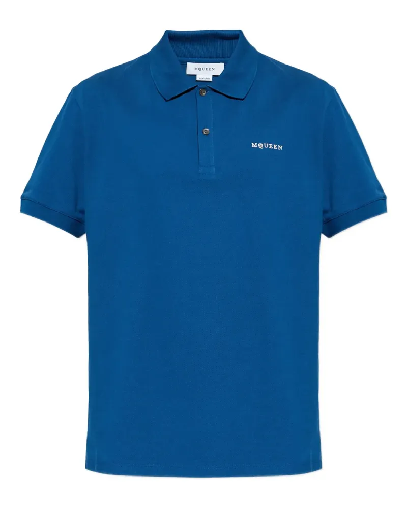 Alexander McQueen embroidered polo shirt - Blau Blau