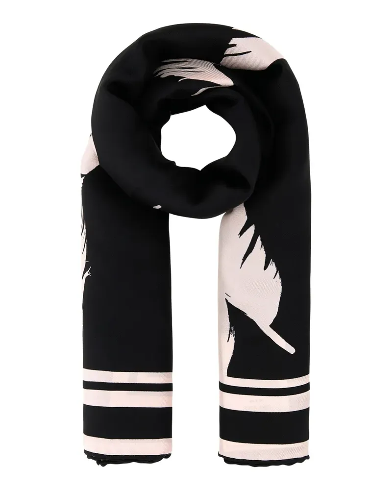 Alexander McQueen Schal mit Feder-Print - Schwarz Schwarz