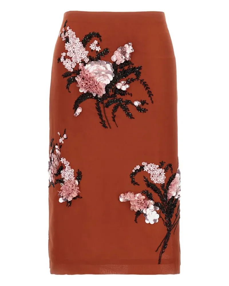Des Phemmes sequin-embellished side-slit skirt - Braun Braun