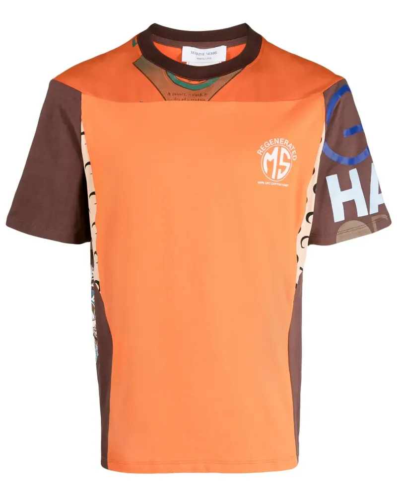 Marine Serre Regenerated T-Shirt im Patchwork-Look - Orange Orange