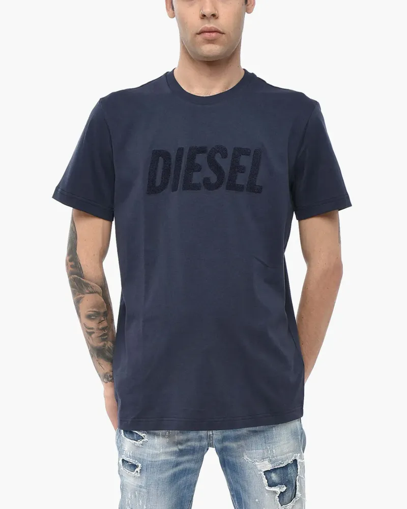 Diesel logo-patch jersey T-shirt - Blau Blau