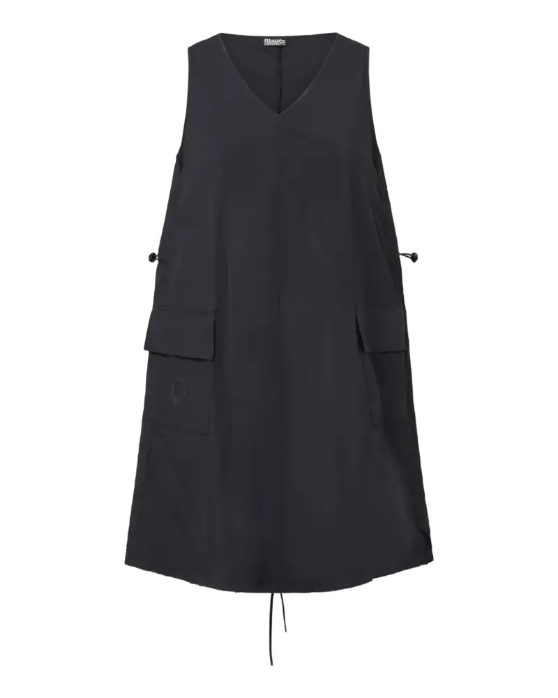 Blauer v-neck pocket dress - Schwarz Schwarz