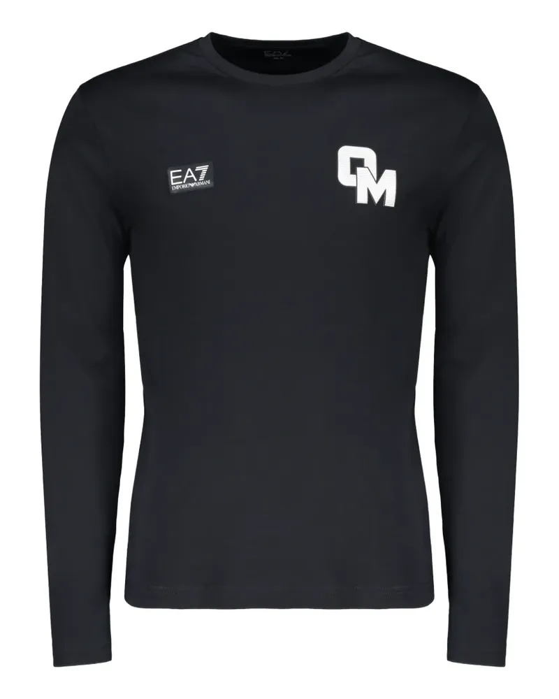 EA7 Langarmshirt mit Logo-Print - Blau Blau