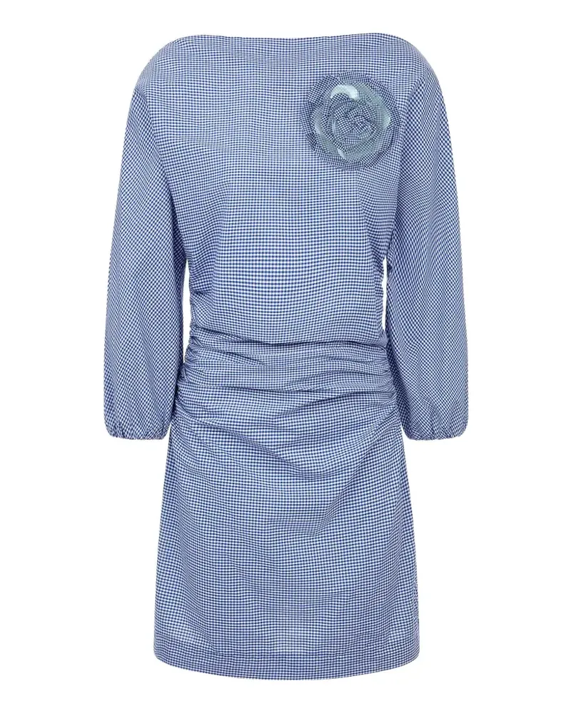 BERNADETTE Ezra gingham-check brooch dress - Blau Blau