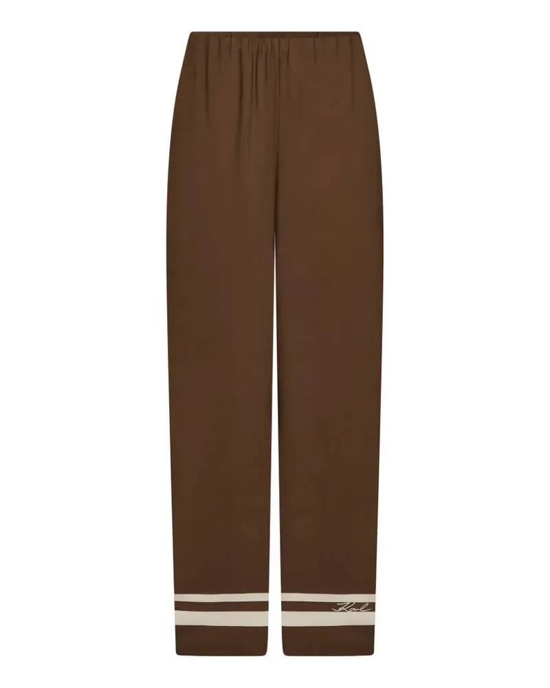 Karl Lagerfeld Signature Hose mit Kontrastbesatz - Braun Braun