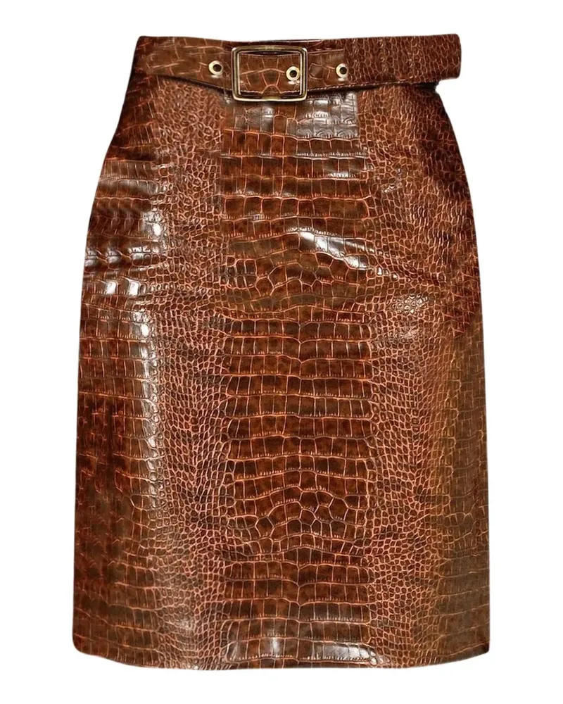 Rowen Rose croc-effect pencil skirt - Braun Braun