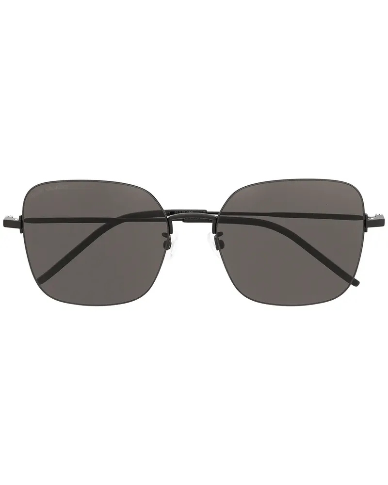 Saint Laurent Sonnenbrille mit eckigem Gestell - Schwarz Schwarz