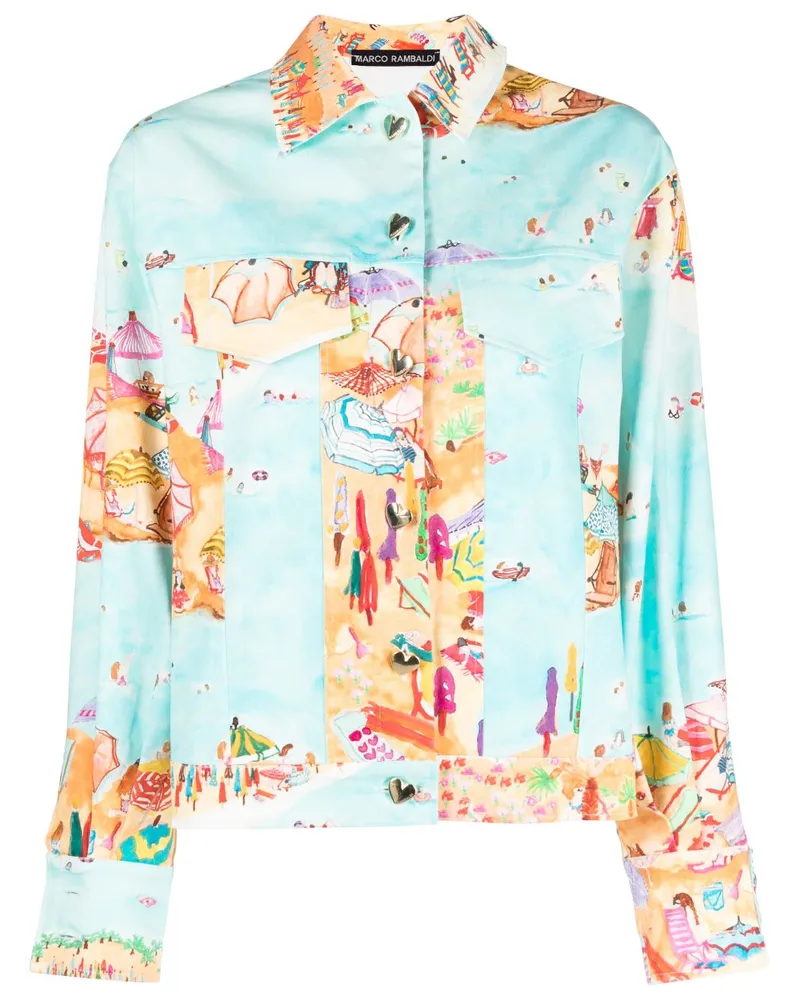 Marco Rambaldi Jeansjacke mit Blumen-Print Blau