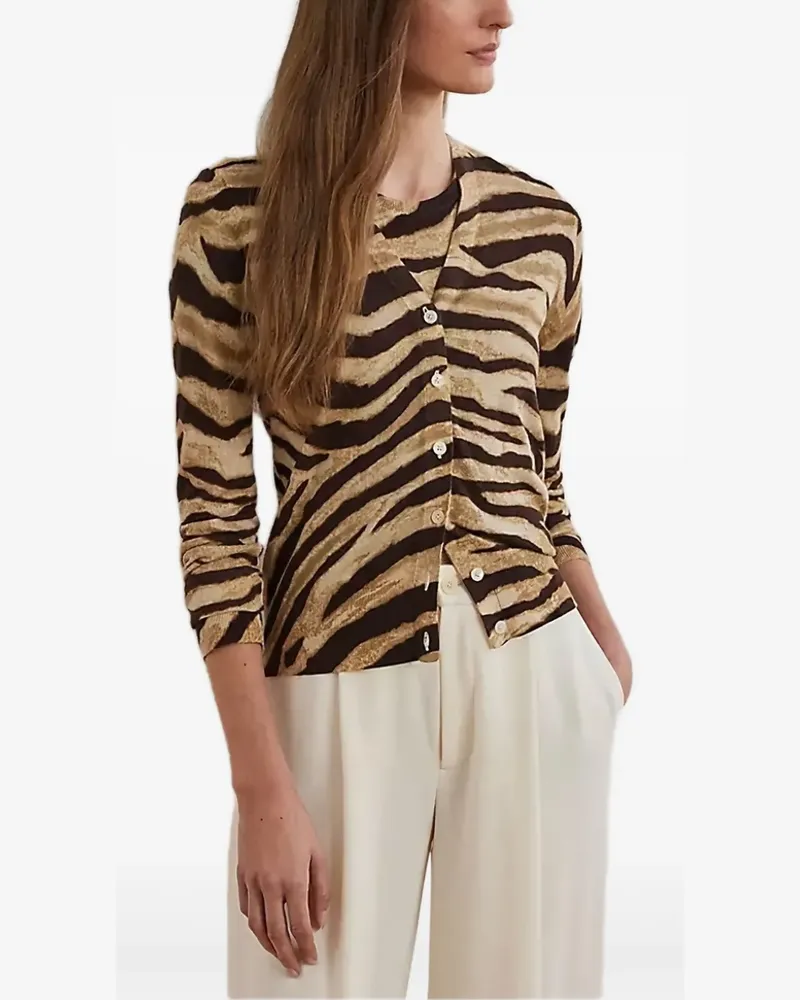 Ralph Lauren zebra-print buttoned cardigan - Nude Nude