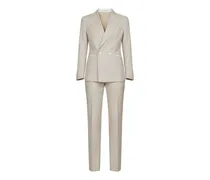 double-breasted virgin-wool suit - Nude