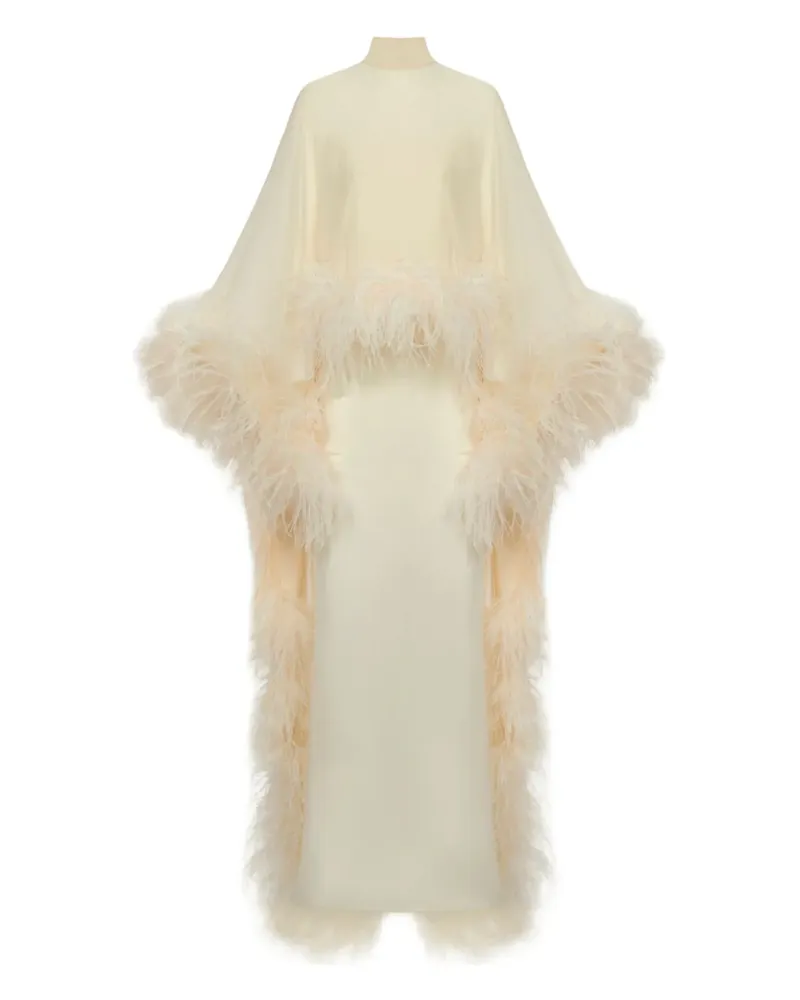 Taller Marmo Maxikleid mit Federn - Nude Nude