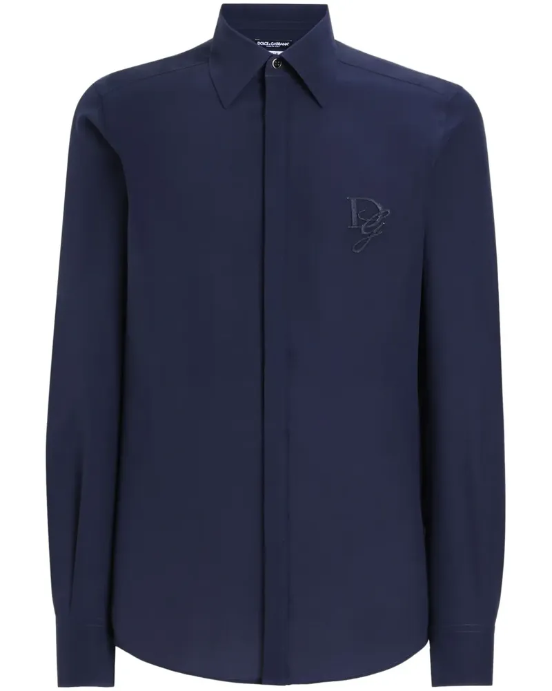 Dolce & Gabbana Hemd mit Logo-Stickerei - Blau Blau