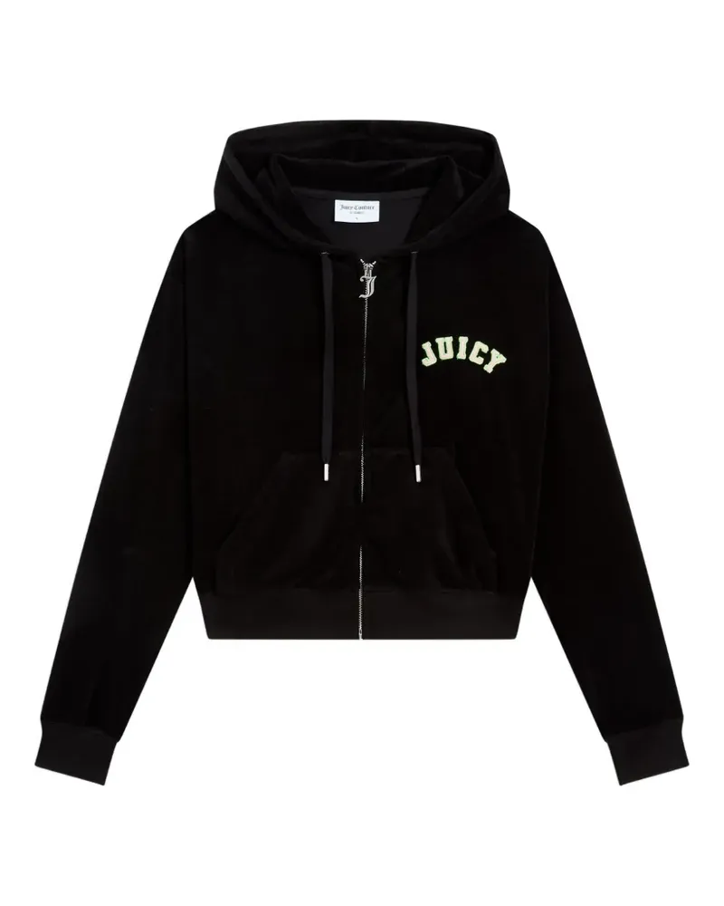 Juicy Couture Cropped-Hoodie mit Logo-Stickerei - Schwarz Schwarz