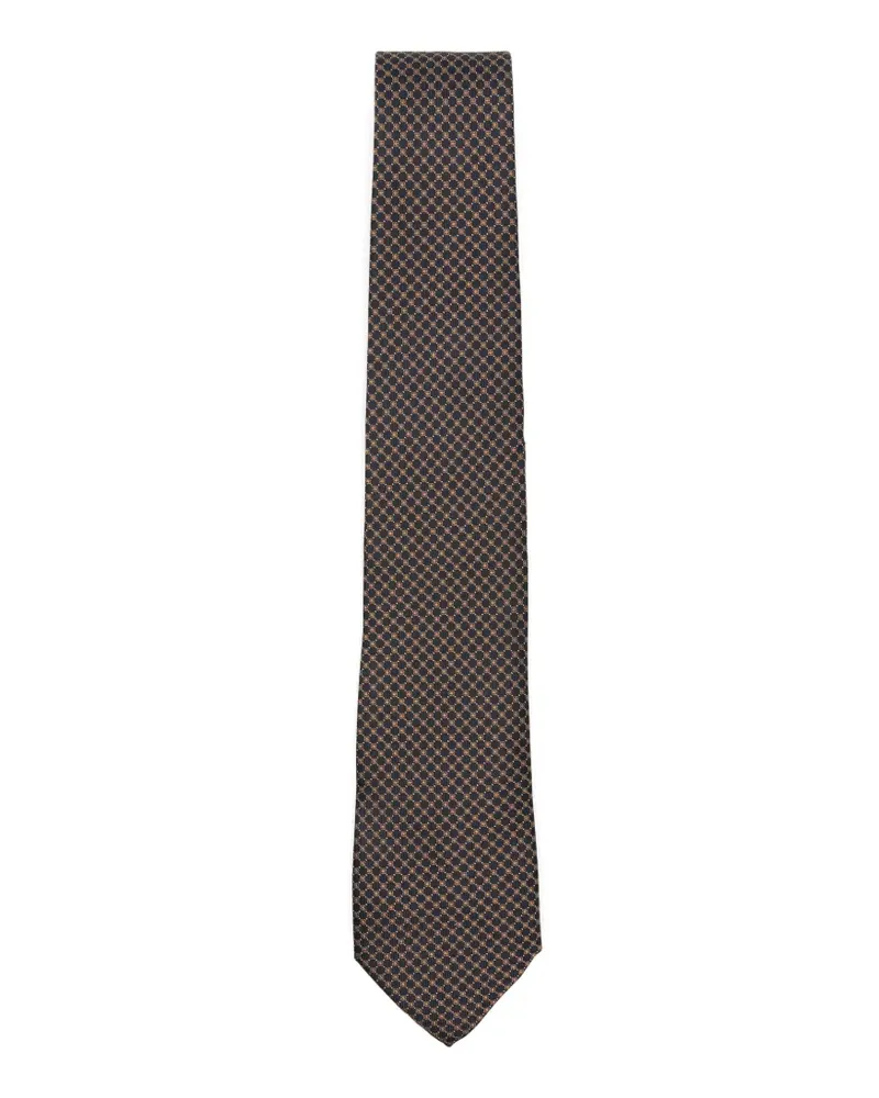 Canali geometric-pattern floral-motif tie - Braun Braun