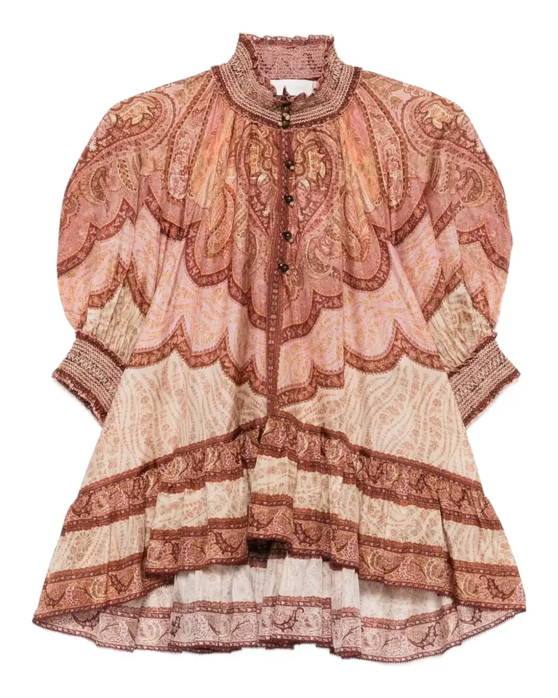 Zimmermann Wanderlust Frill short-sleeve blouse - Rosa Rosa