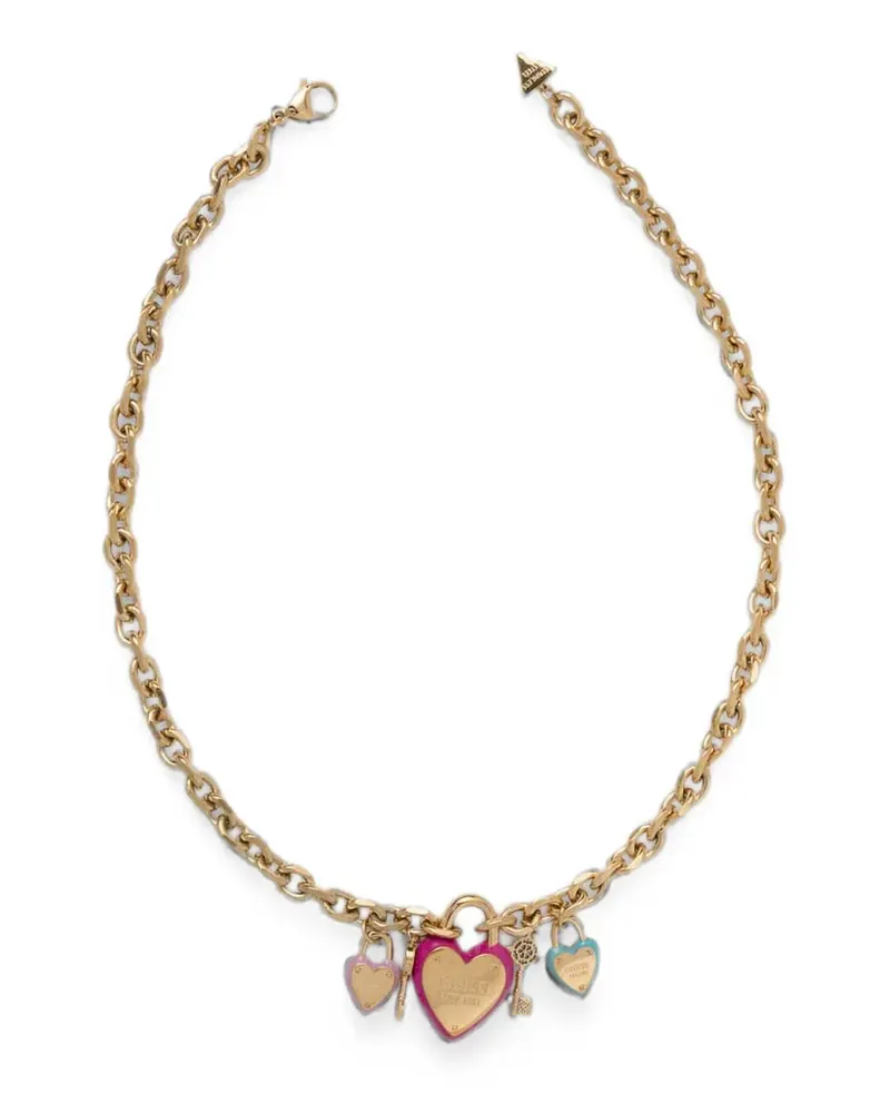 Guess All You Need Is Love heart-charm cable-link necklace - Gold Gold
