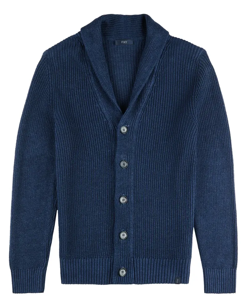 Fay Gerippter Cardigan - Blau Blau