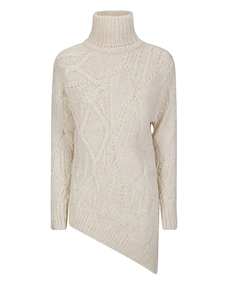 Stefano Mortari Stehkragen-Pullover mit Zopfmuster - Weiß Weiß