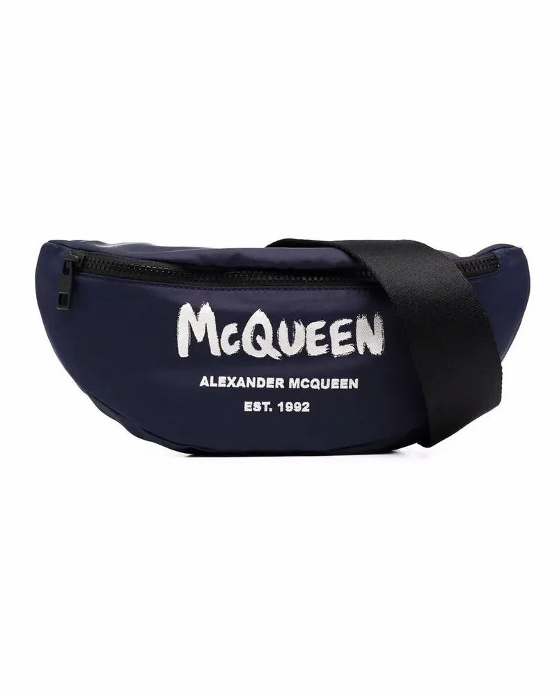 Alexander McQueen Gürteltasche mit Logo-Print - Blau Blau