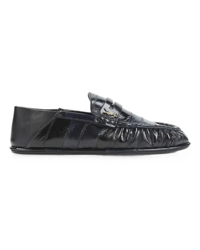 Saint Laurent Cassandre ruched loafers - Blau Blau