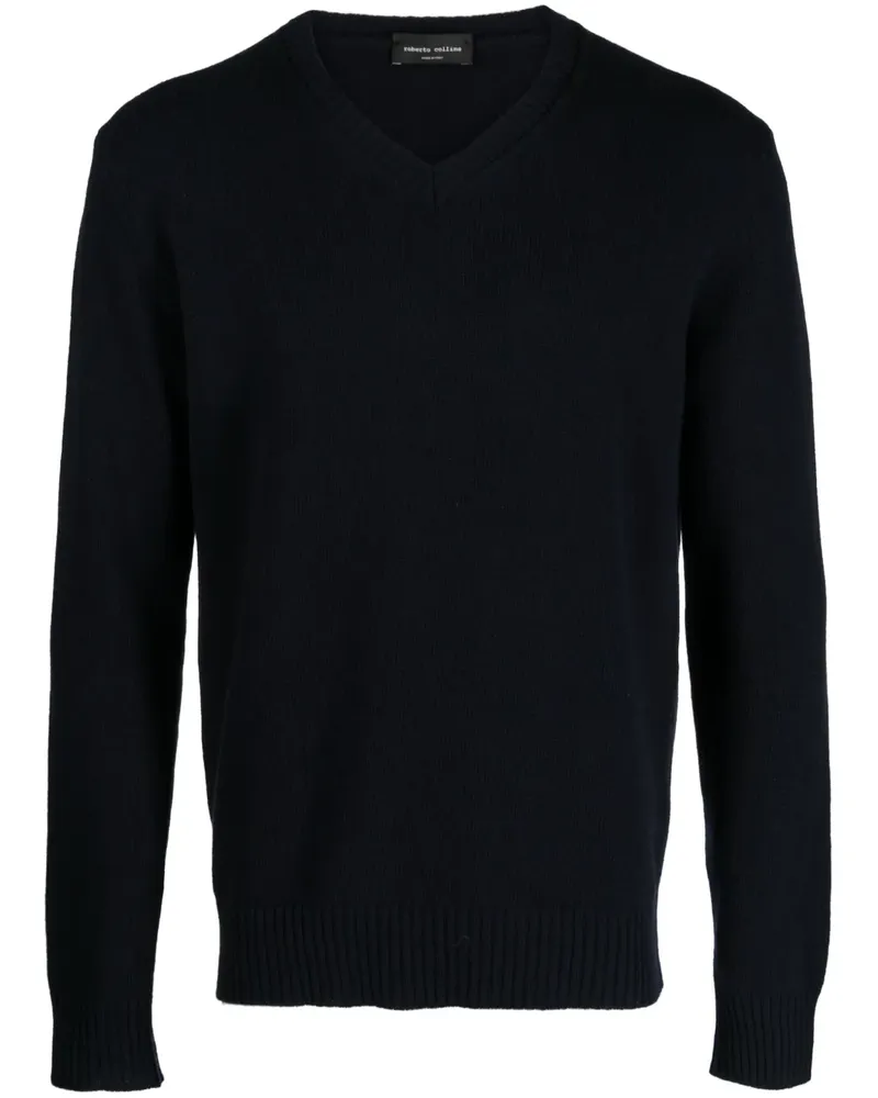 Roberto Collina Merinopullover mit V-Ausschnitt - Blau Blau