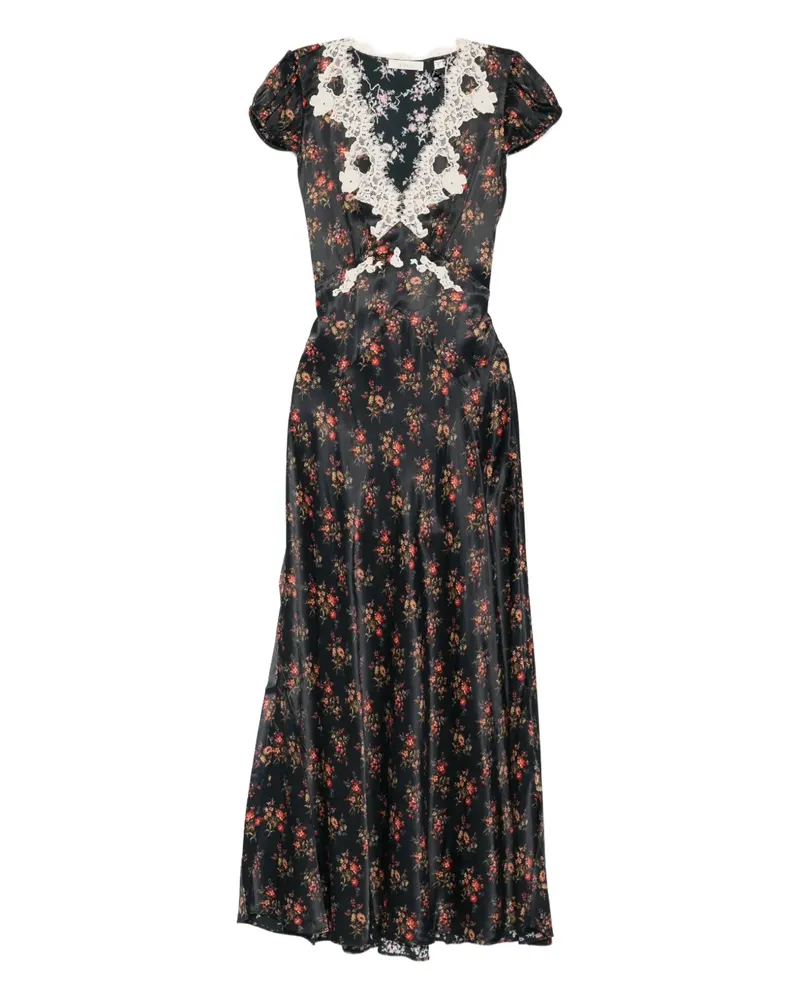 DÔEN Coraline Midikleid mit Spitzenblume - Schwarz Schwarz