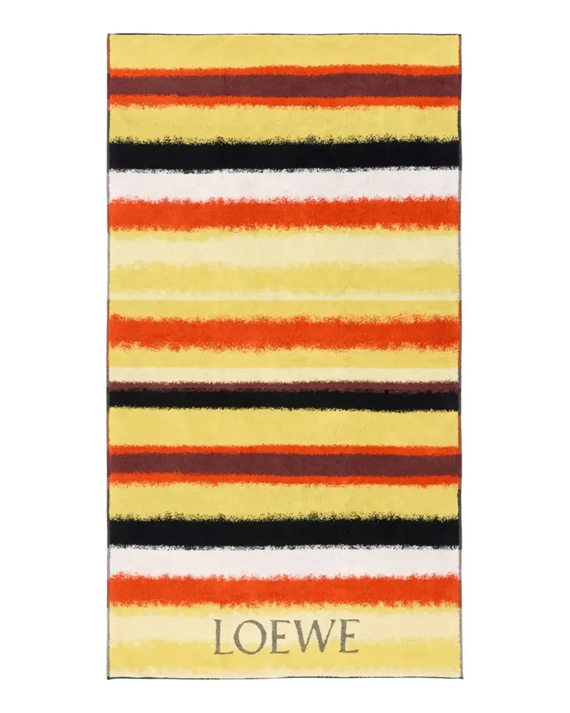 Loewe logo-print striped beach towel - Orange Orange