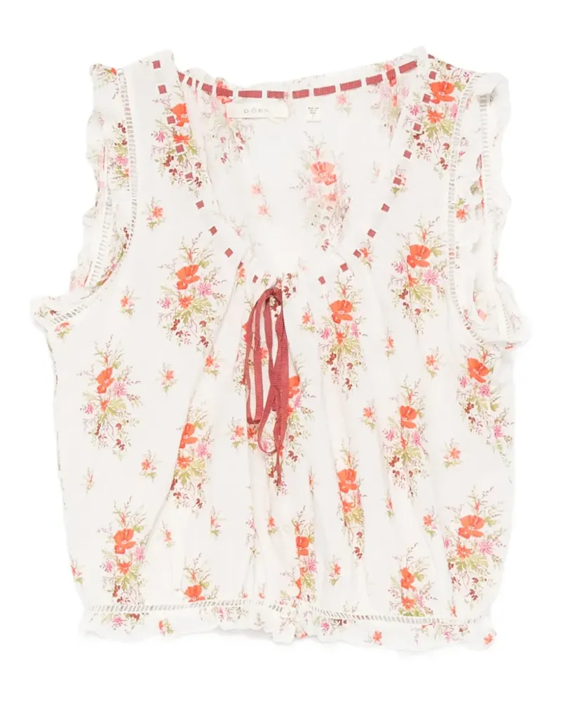 DÔEN Bluse mit Blumenprint - Weiß Weiß