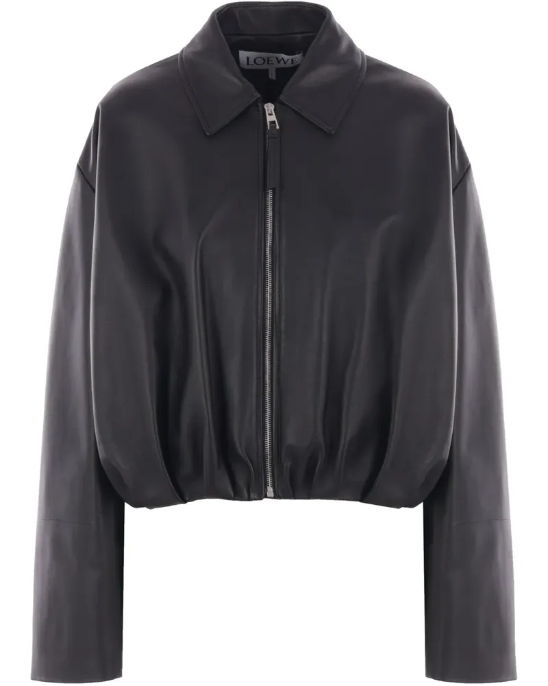Loewe Drapierte Lederjacke - Schwarz Schwarz