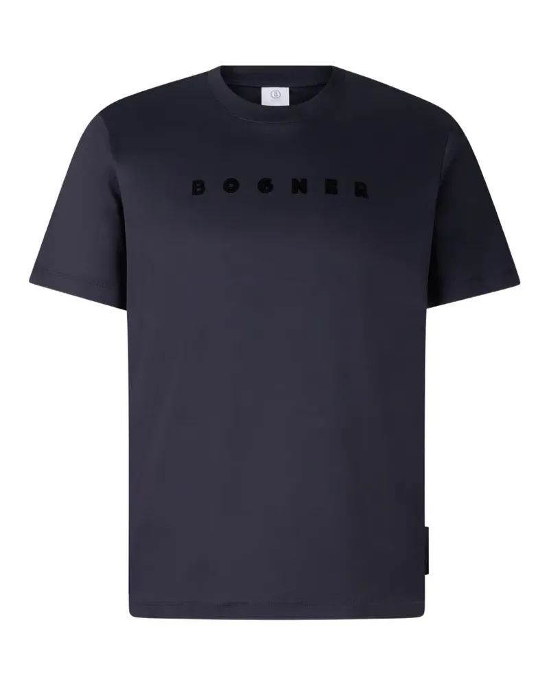 Bogner Lukas T-Shirt mit Logo-Print in Samtoptik - Blau Blau