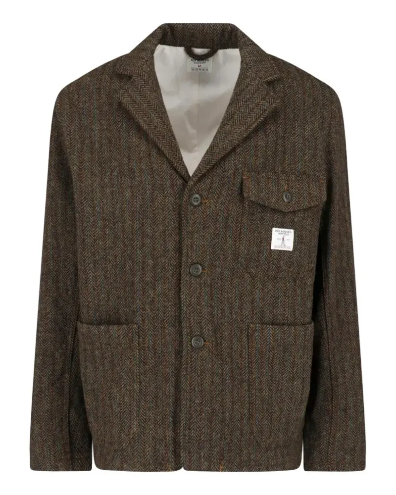 Roy Roger's herringbone-weave patch-pocket blazer - Braun Braun