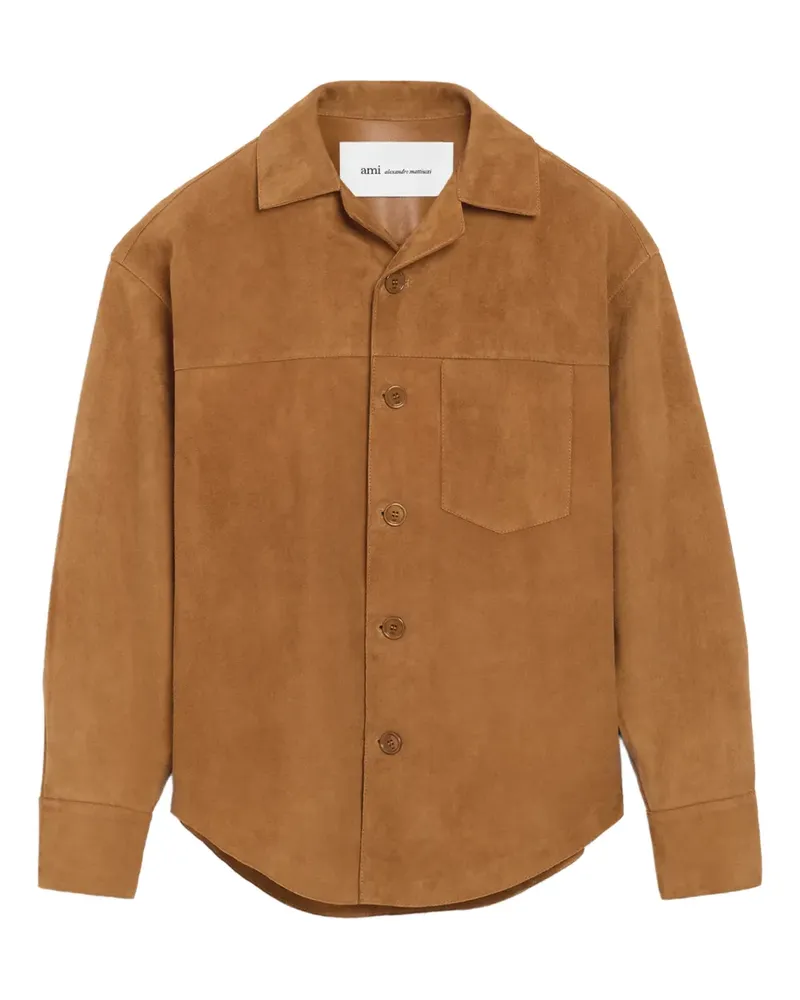 AMI Paris Hemdjacke aus Ziegenwildleder - Braun Braun
