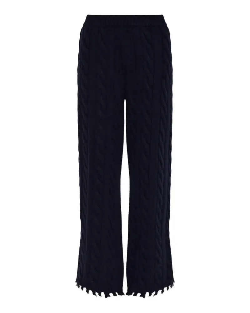 AKEP Gerade Wollhose mit Zopfmuster - Blau Blau