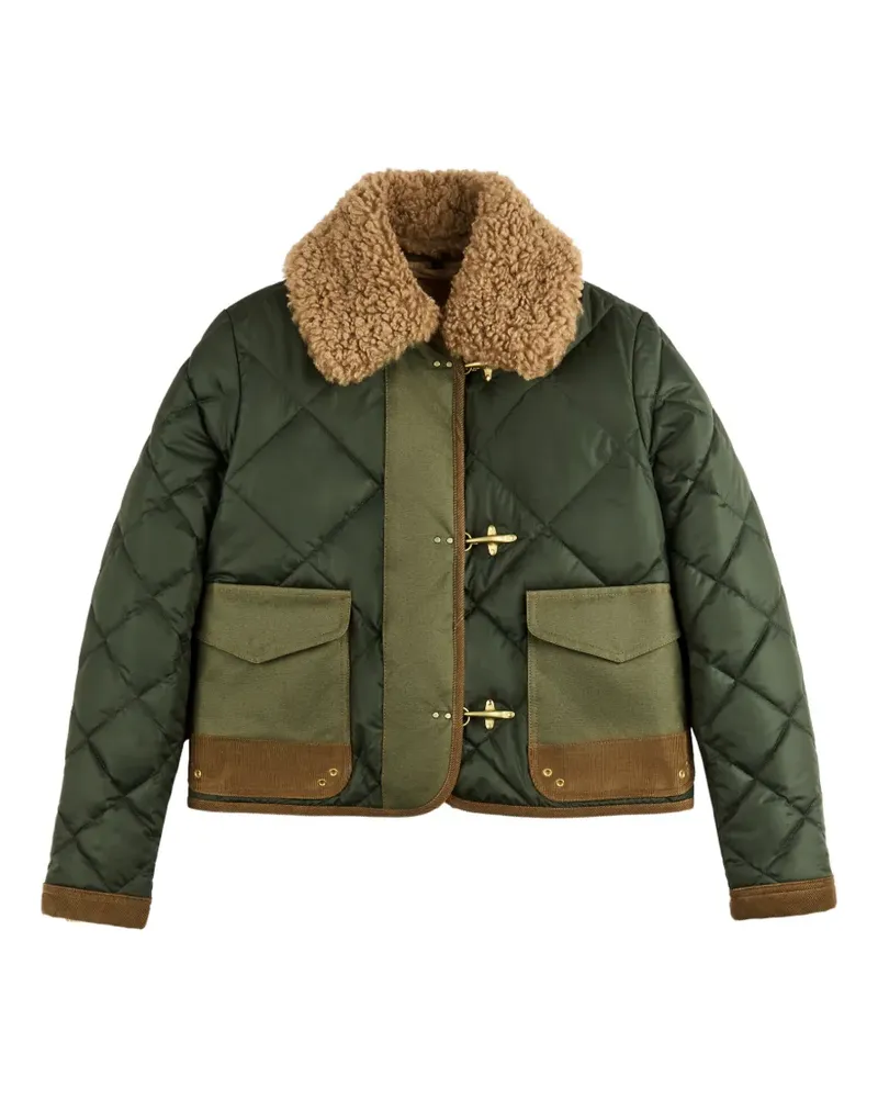 Fay quilted shearling-collar jacket - Grün Grün