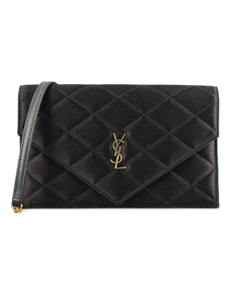 Saint Laurent Paris chain wallet in satin - Schwarz Schwarz