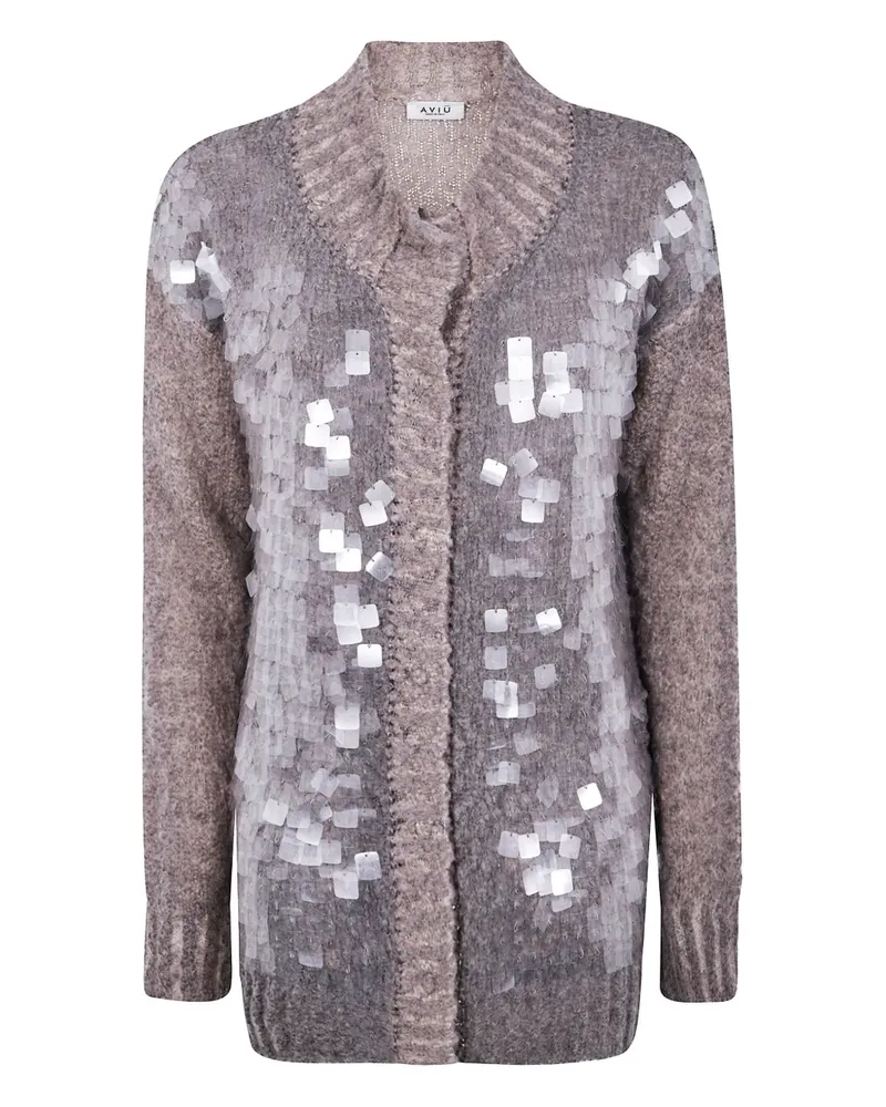 Aviù Cardigan mit Pailletten - Grau Grau