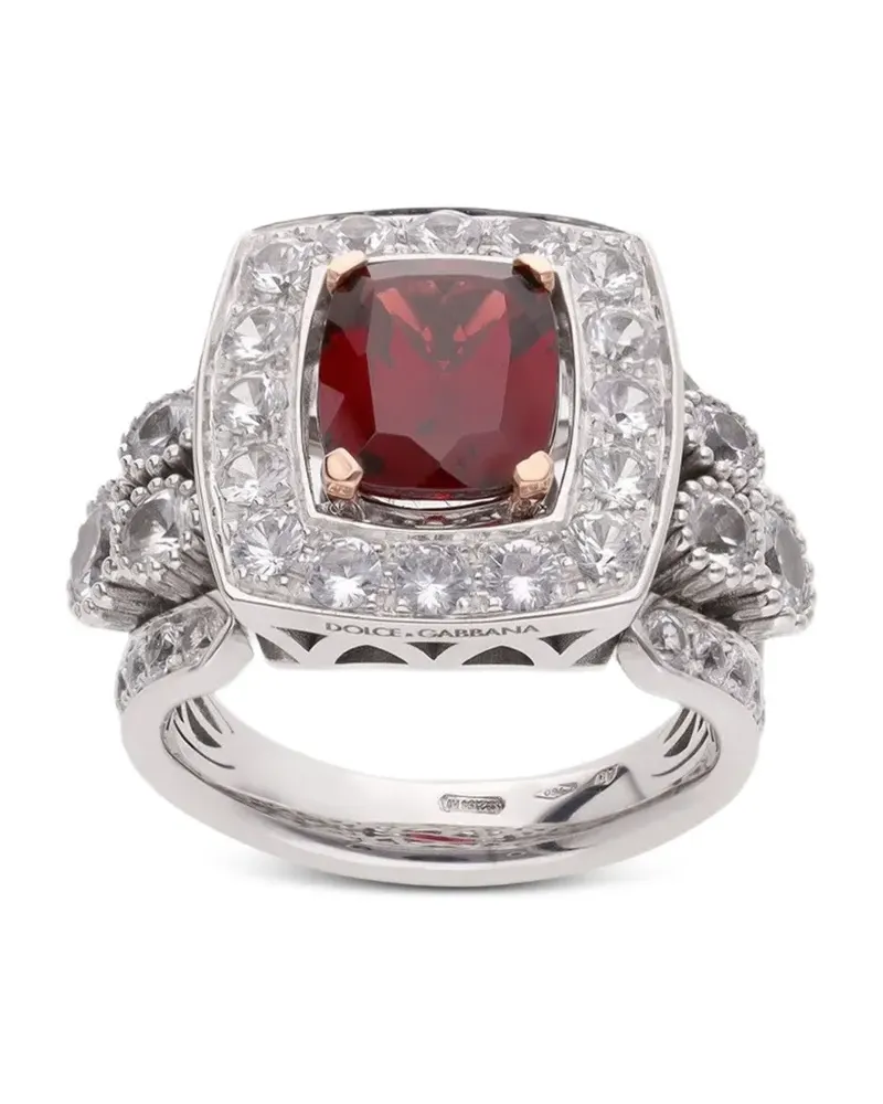 Dolce & Gabbana 18kt Eleganza Goldring mit Granat und Saphiren - Silber Silber