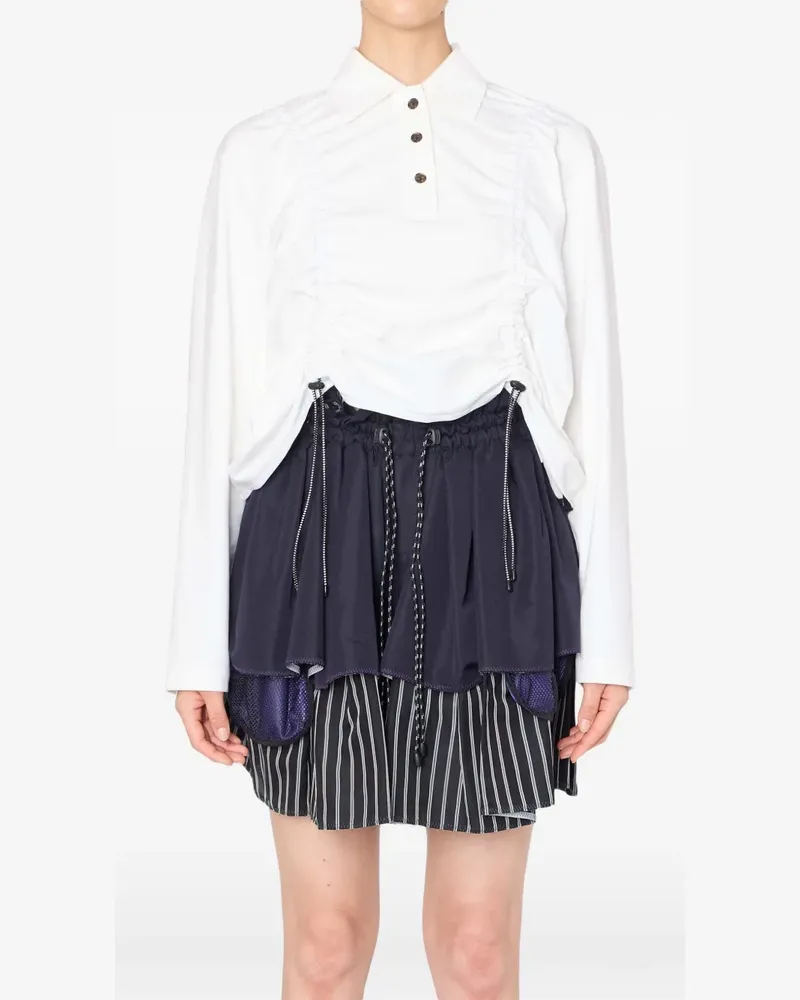 kolor Gerafftes Poloshirt - Weiß Weiß