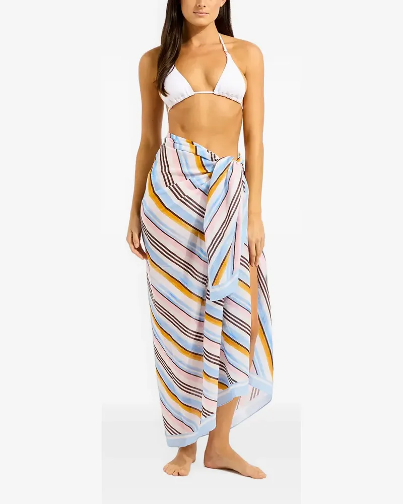 Seafolly Australia Gestreifter Sarong - Weiß Weiß