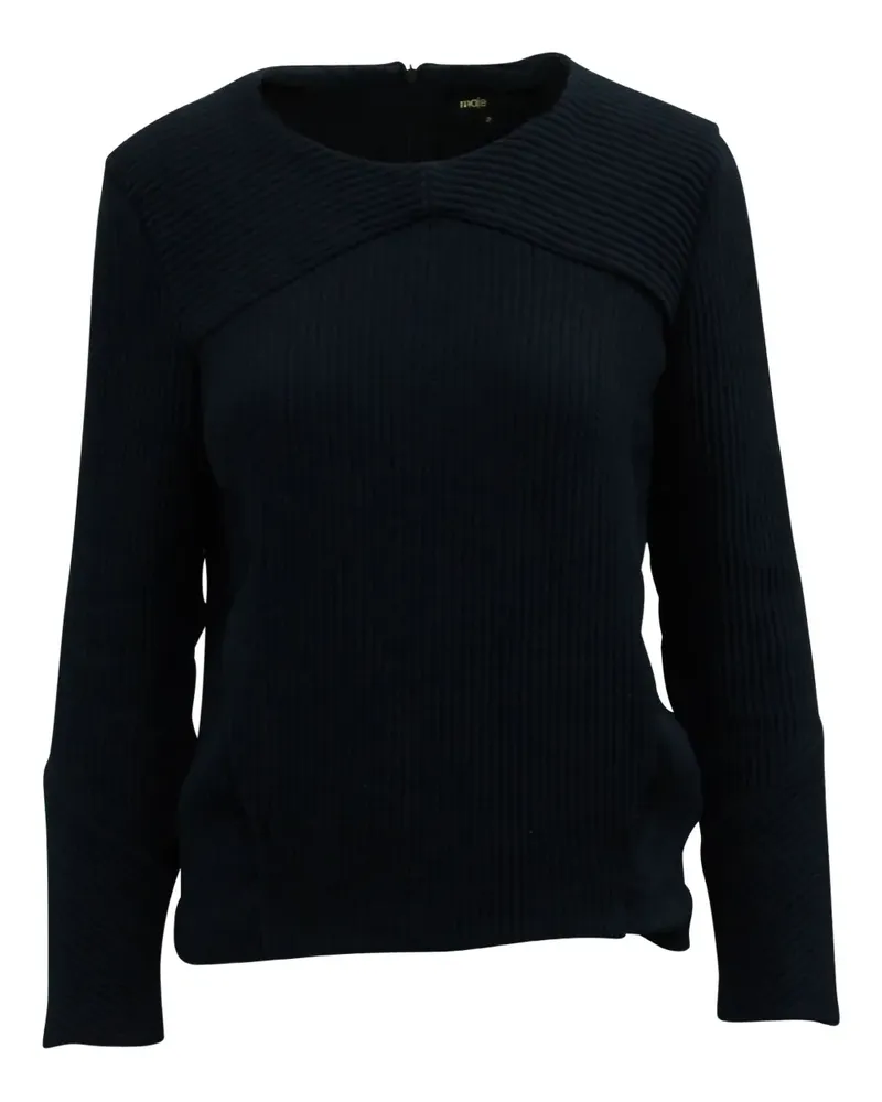 Maje Geripptes Langarmshirt - Blau Blau