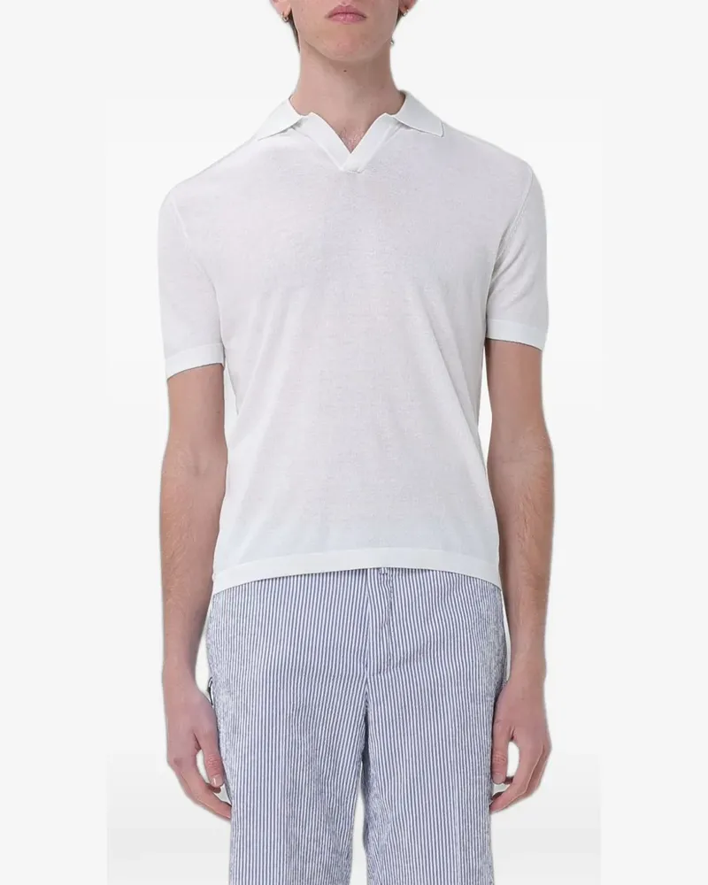 Brooksfield crepe-knit V-neck T-shirt - Weiß Weiß